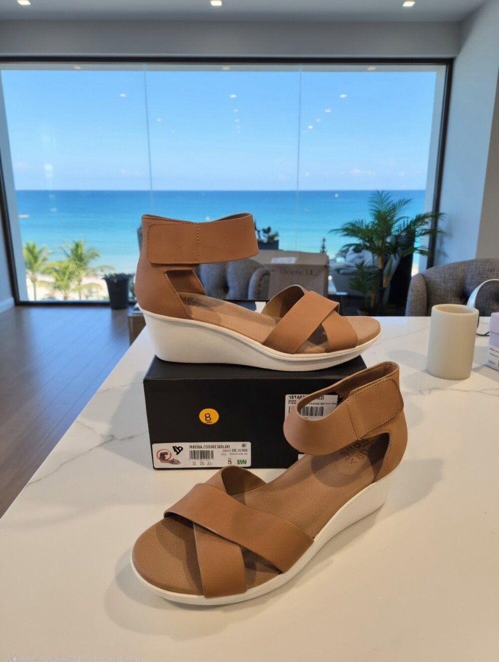 NATURALIZER RIVIERA LEATHERBWEDGE SANDALS WOMEN'S SZ 8 WIDE NEW